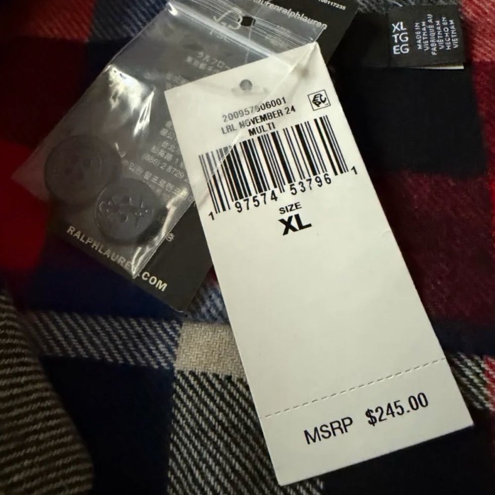 NWT Lauren Ralph Lauren Women’s Buffalo Check Belted Shirt Jacket XL - Picture 11 of 11